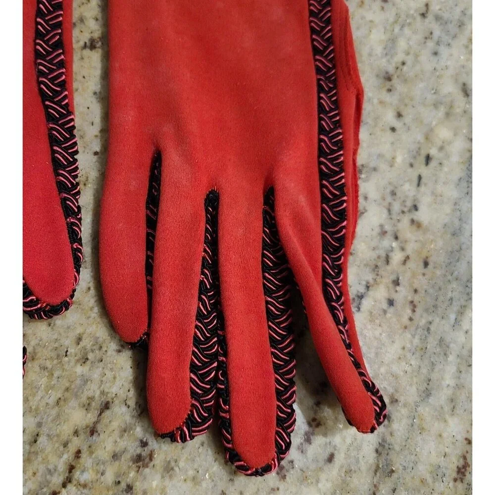 New! Vintage Size M 7 Red Black Stretch Formal 8.5